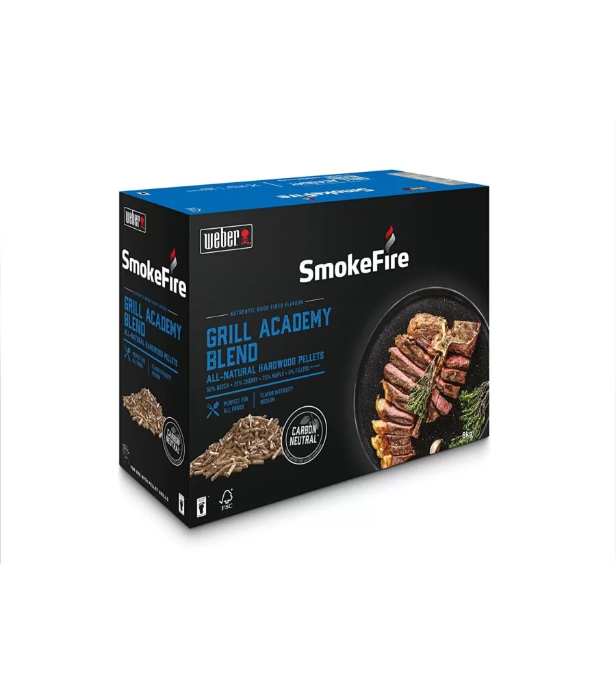 Pellet alimentare smokefire weber "grill academy blend" per barbecue 8 kg